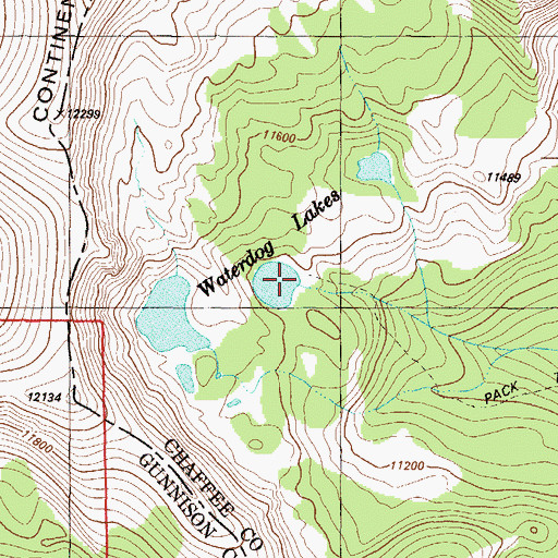 Topographic Map of Waterdog Lakes, CO