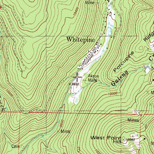 Topographic Map of Akron Mine, CO