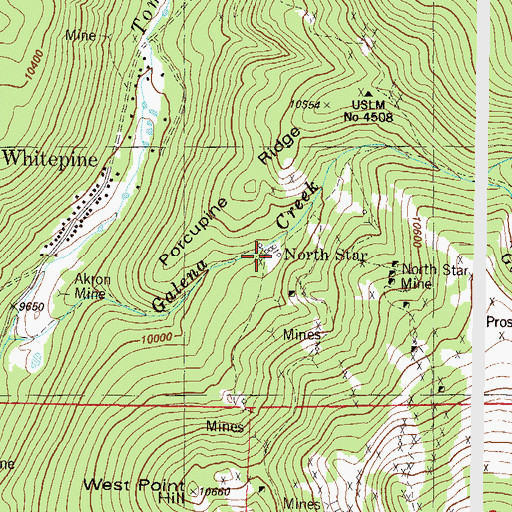 Topographic Map of North Star Mine, CO