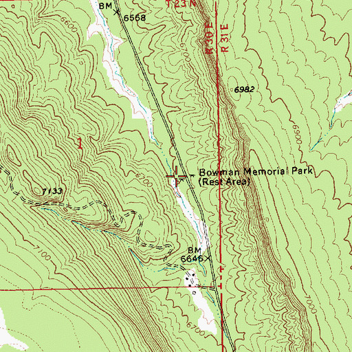 Topographic Map of Bowman Memorial Park, AZ