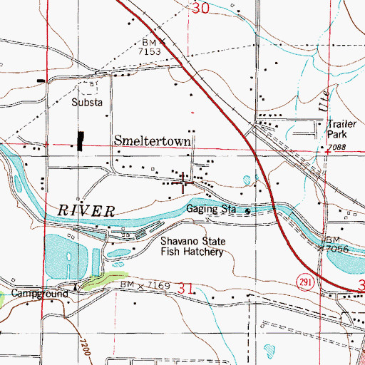 Topographic Map of Smeltertown, CO