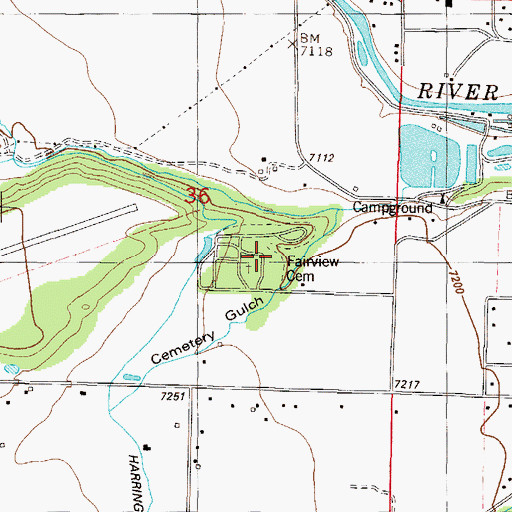 Topographic Map of Fairview Cemetery, CO