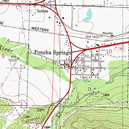 Topographic Map of Poncha Springs, CO