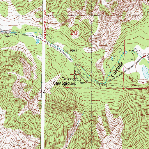 Topographic Map of Cascade Campground, CO