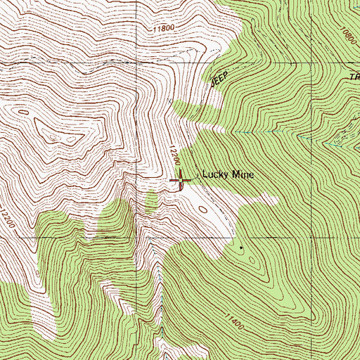Topographic Map of Lucky Mine, CO