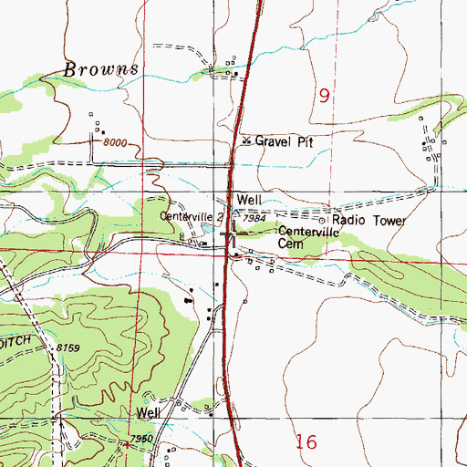 Topographic Map of Centerville Cemetery, CO