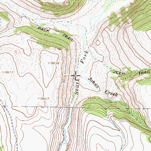 Topographic Map of Johns Creek, CO