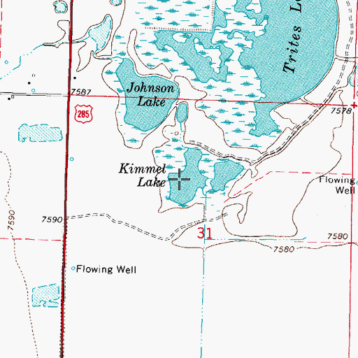 Topographic Map of Kimmel Lake, CO
