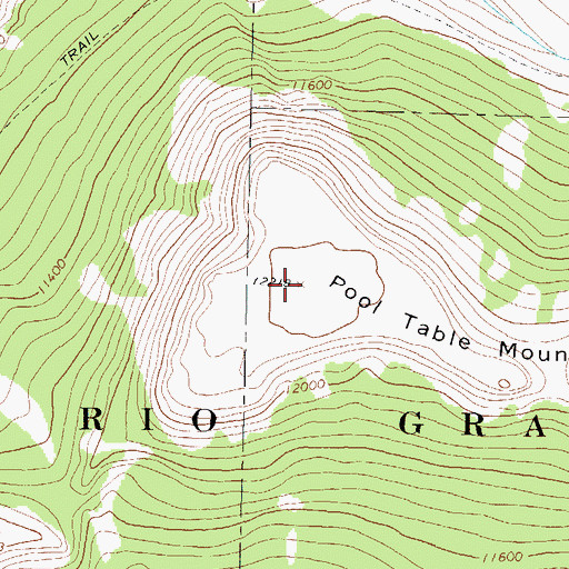 Topographic Map of Pool Table Mountain, CO