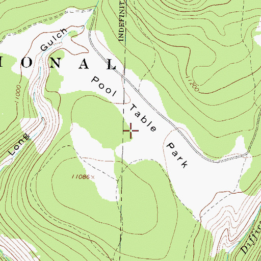 Topographic Map of Pool Table Park, CO