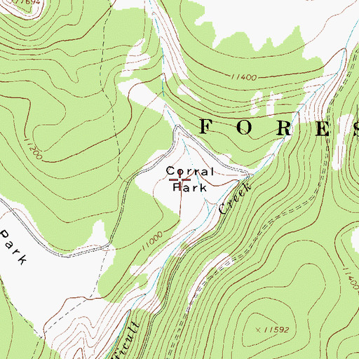 Topographic Map of Corral Park, CO