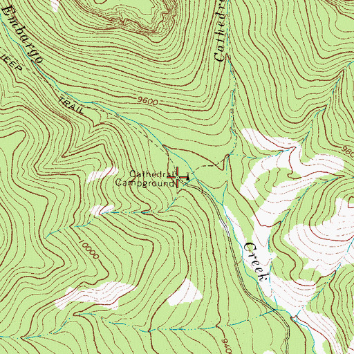 Topographic Map of Cathedral Campground, CO
