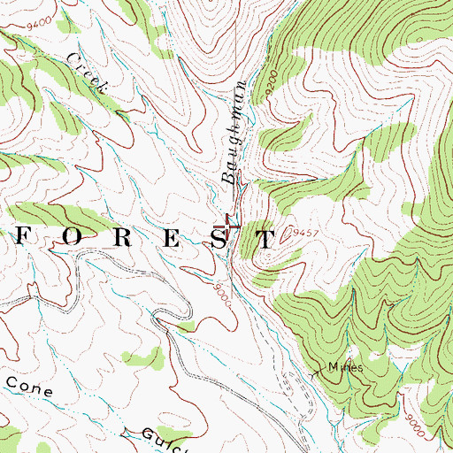 Topographic Map of Mill Creek, CO