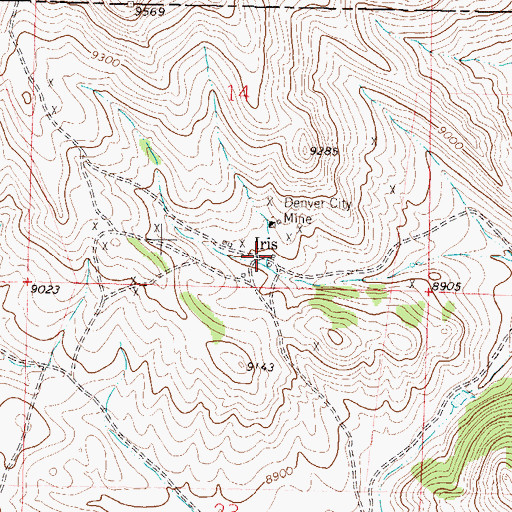 Topographic Map of Iris, CO