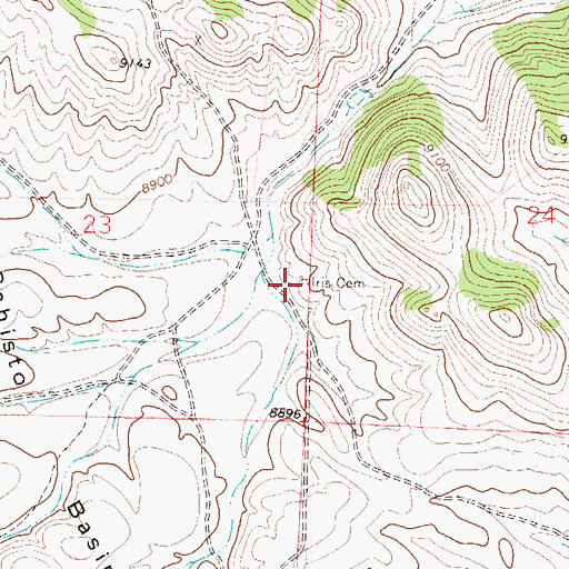 Topographic Map of Iris Cemetery, CO