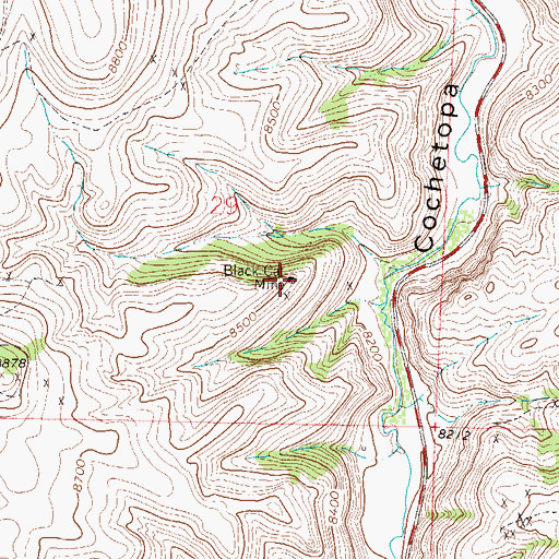 Topographic Map of Black Cat Mine, CO