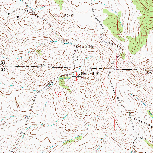 Topographic Map of Mineral Hill Mine, CO