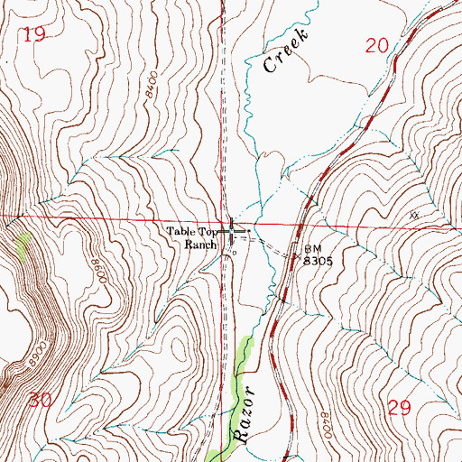 Topographic Map of Table Top Ranch, CO