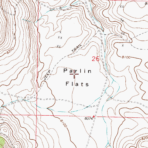 Topographic Map of Parlin Flats, CO