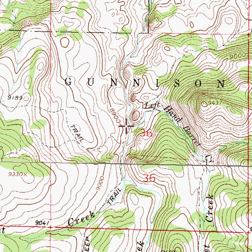 Topographic Map of Left Hand Barret Creek, CO