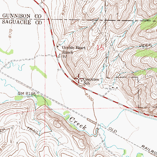 Topographic Map of Crookton School, CO