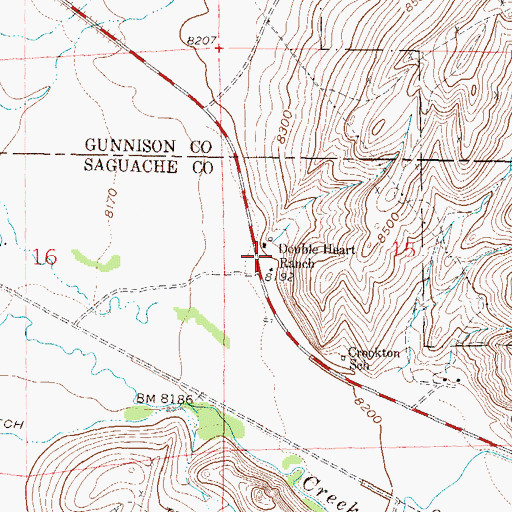 Topographic Map of Double Heart Ranch, CO