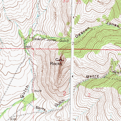 Topographic Map of Cat Rocks, CO