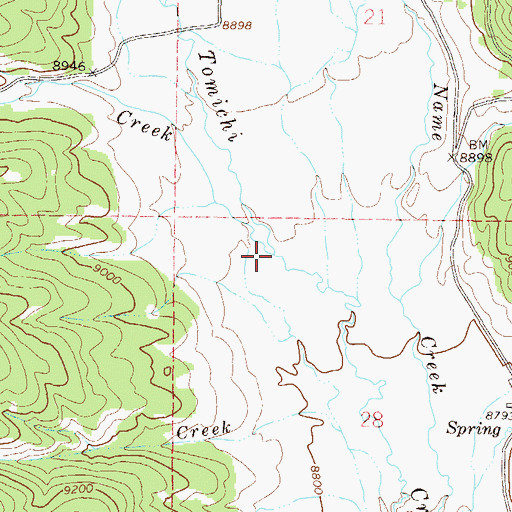 Topographic Map of Mountain Spring Creek, CO
