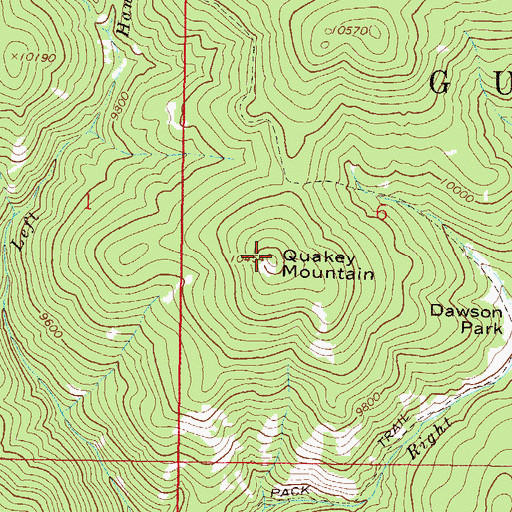 Topographic Map of Quakey Mountain, CO