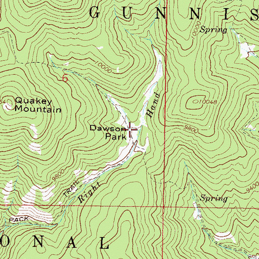 Topographic Map of Dawson Park, CO