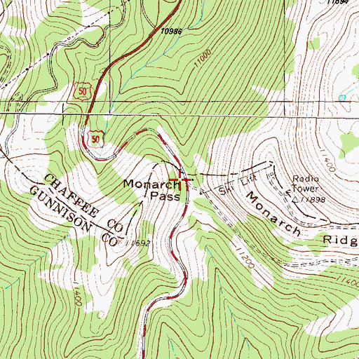 Topographic Map of Monarch Pass, CO