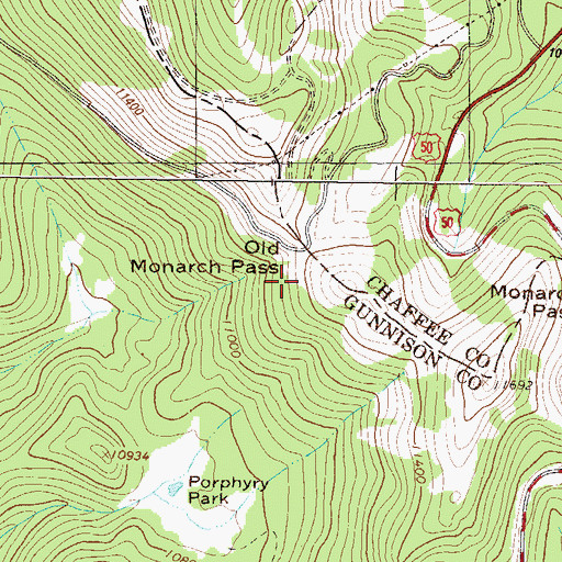 Topographic Map of Old Monarch Pass, CO