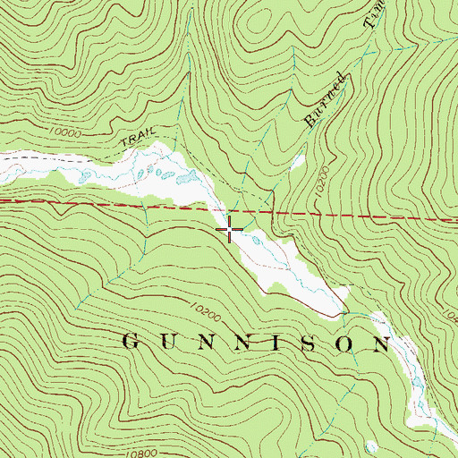 Topographic Map of Burned Timber Creek, CO