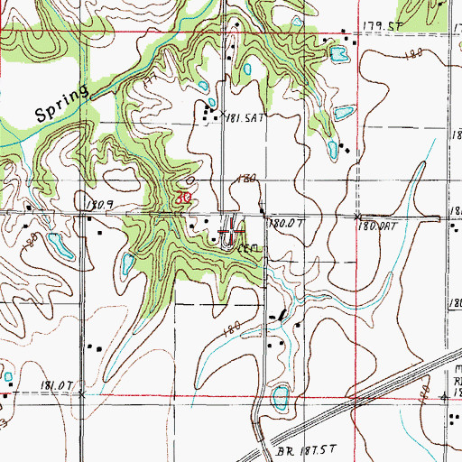 Topographic Map of Mullen Cemetery, IL