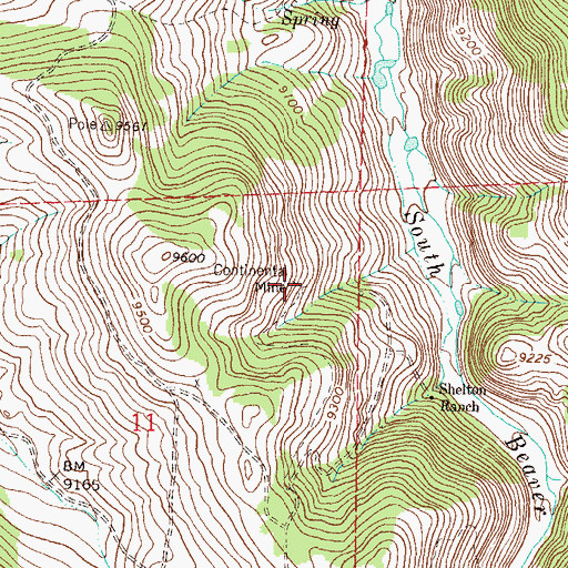 Topographic Map of Continental Mine, CO