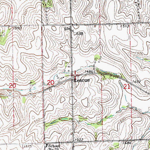 Topographic Map of Rescue (historical), NE
