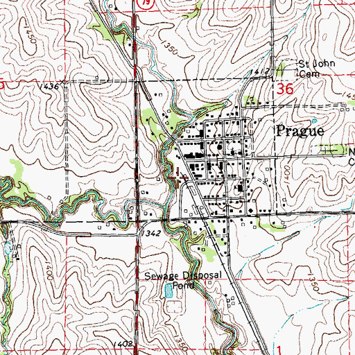 Topographic Map of Prague (historical), NE