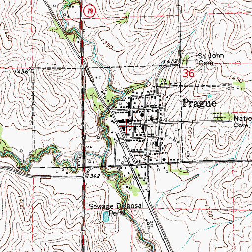 Topographic Map of Prague Post Office, NE