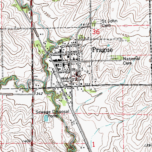 Topographic Map of Prague Public Schools, NE