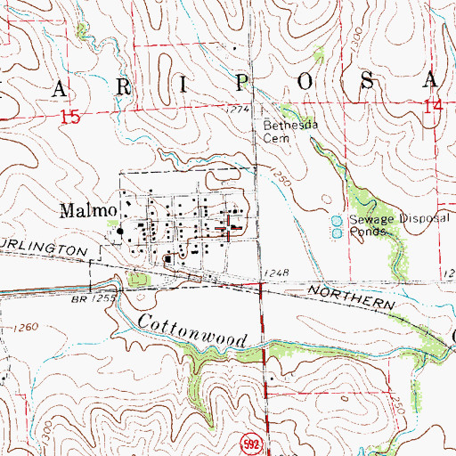 Topographic Map of Malmo Public School, NE
