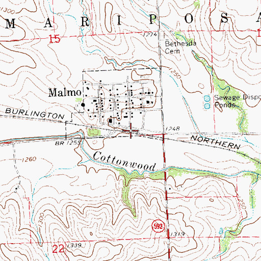 Topographic Map of Malmo (historical), NE