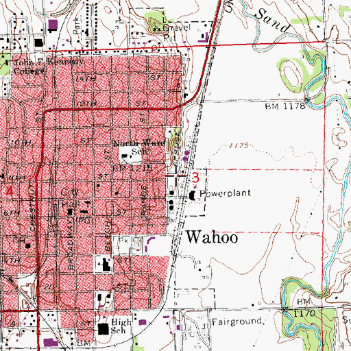 Topographic Map of Wahoo, NE