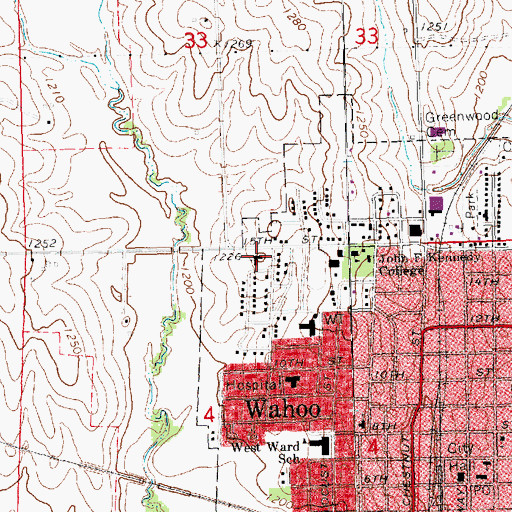 Topographic Map of First Presbyterian Church, NE