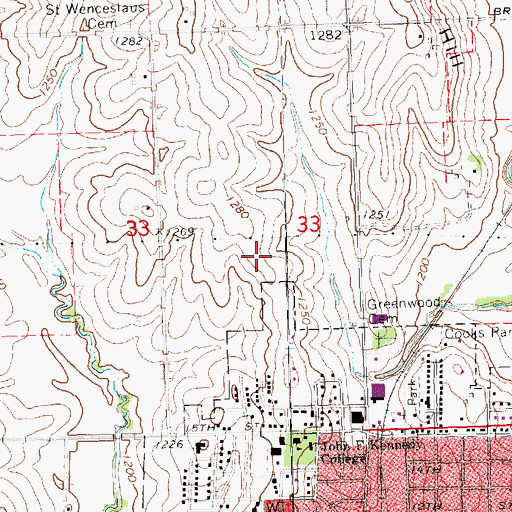 Topographic Map of Wahoo Middle School, NE