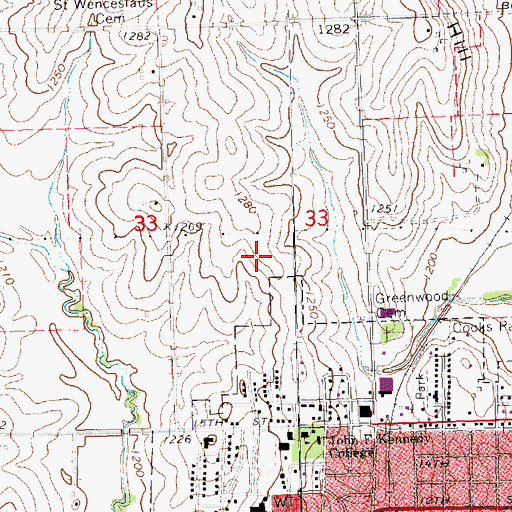 Topographic Map of Wahoo High School, NE