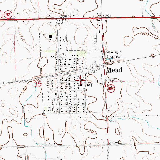 Topographic Map of Mead Volunteer Fire and Rescue Department, NE