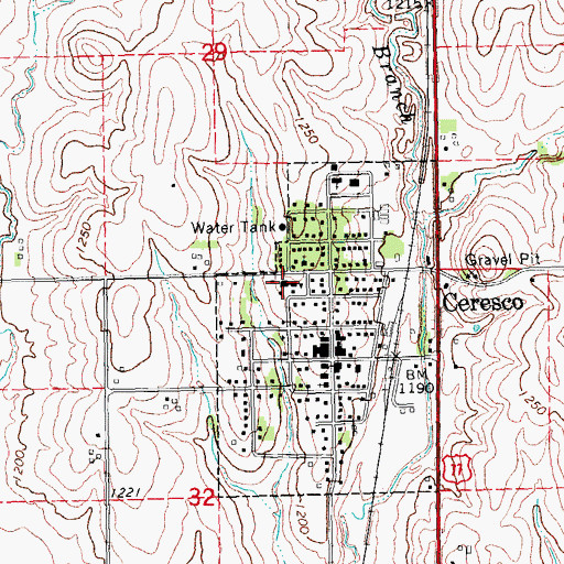 Topographic Map of Elementary School at Ceresco, NE