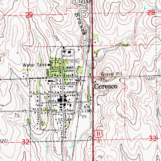 Topographic Map of Farmers Elevator Company Elevator, NE