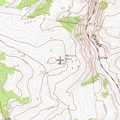 Topographic Map of Mercury Mine, CO