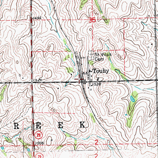 Topographic Map of Touhy, NE